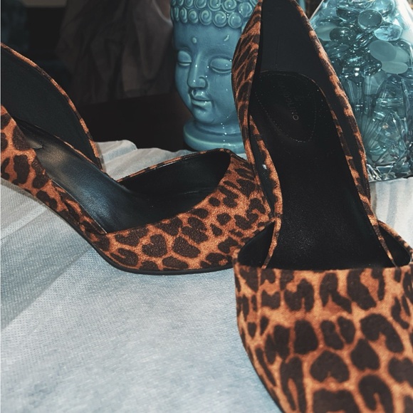 Leopard Print Suede High Heel Pointy Toe Shoes - Picture 1 of 4